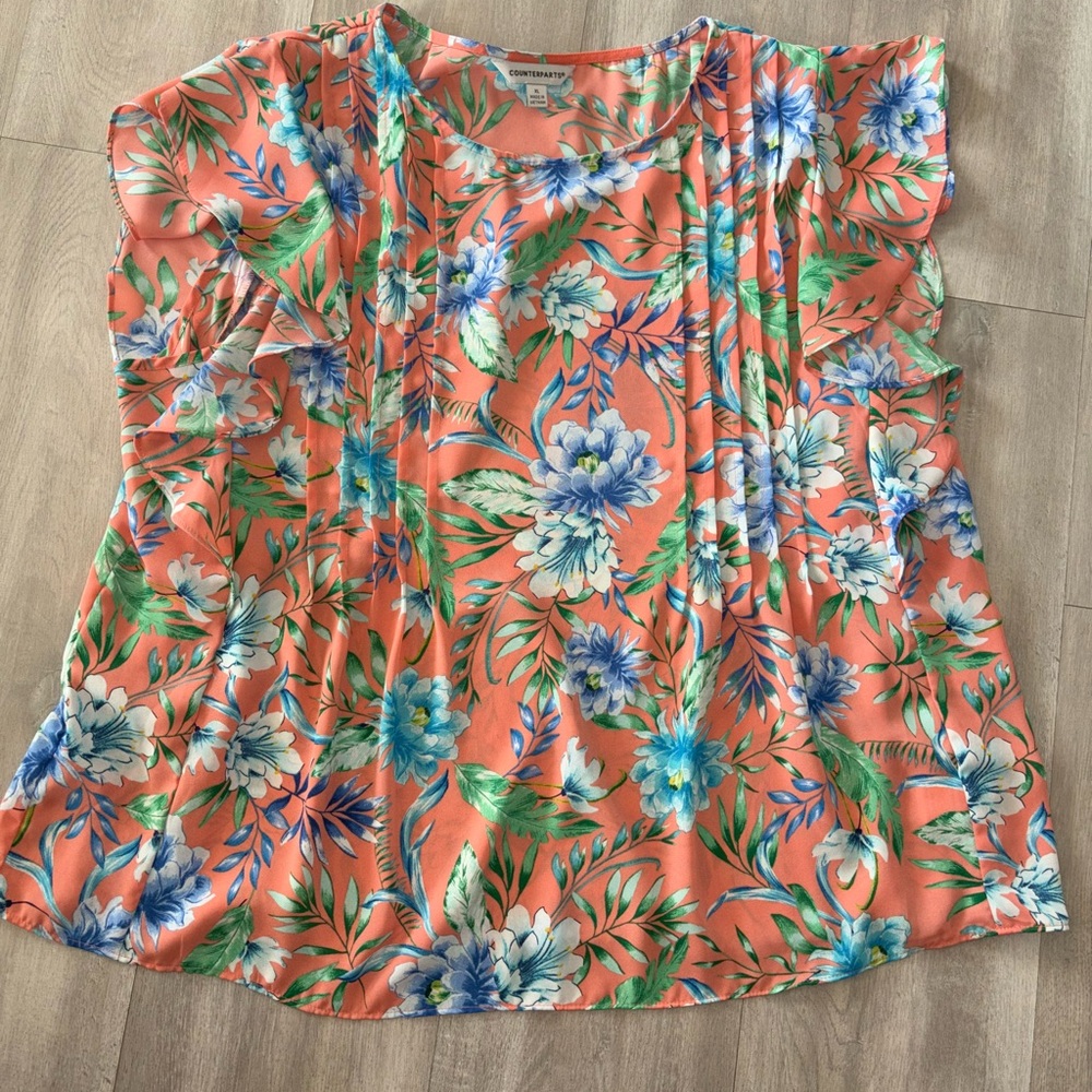 Counterparts Coral Floral Top